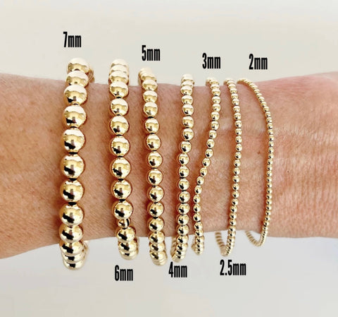 18k Gold Bead Stretch Bracelets, 3mm-6mm, Men and Women's Bracelet –  Crystal Casman