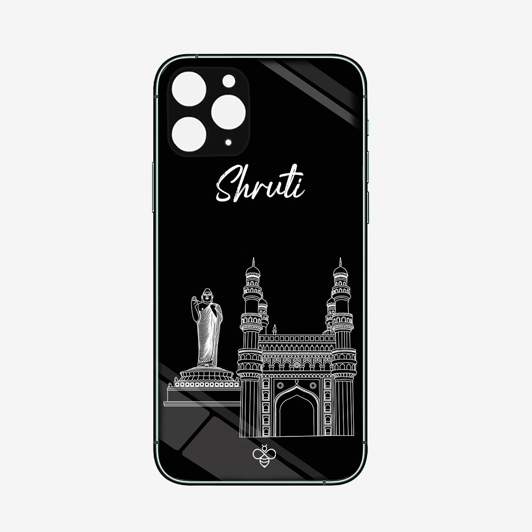 Personalised Glass Phone Cover - Postcards from India - Hyderabad