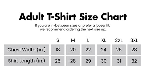 adult t-shirt size chart_bayside tee