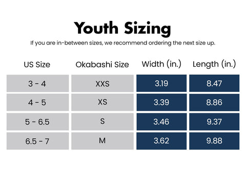 Okabashi Youth Big Kids Size Chart_Shoes