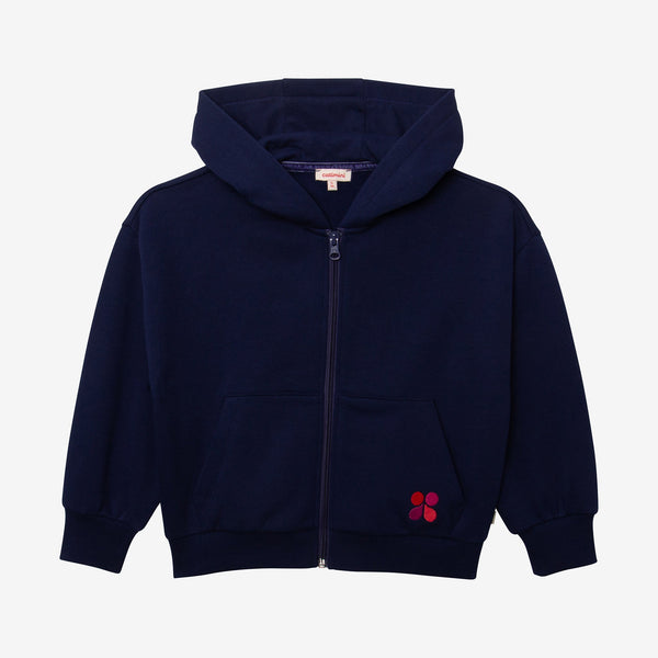 Girls' navy blue zip hoodie