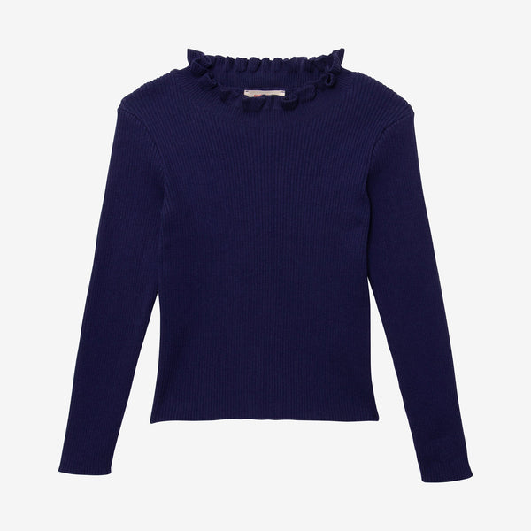 Girls' navy blue knitted sweater