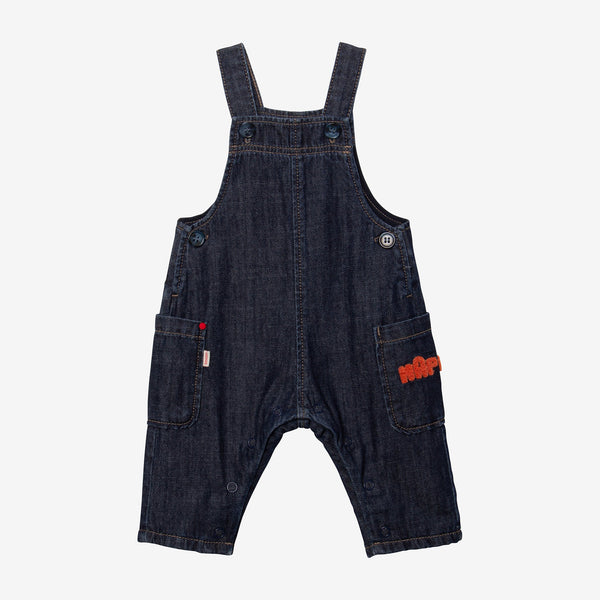 Newborn dark blue denim overalls