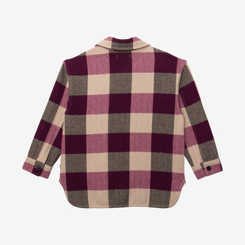 Girls' purple gingham overshirt