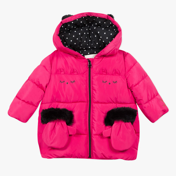 Baby girl fuchsia pink hooded puffer jacket