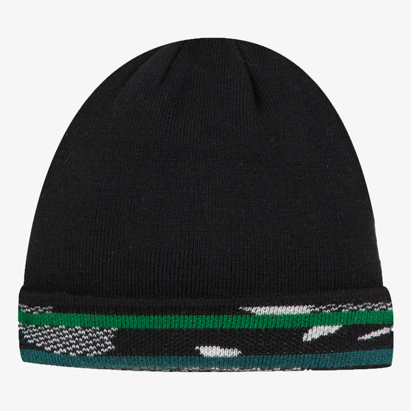 Boys' black graphic reversible knit beanie