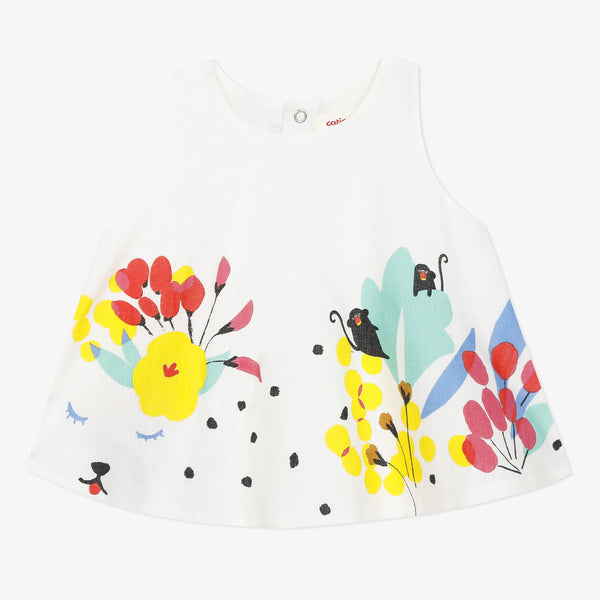 Baby girl white sleeveless print top