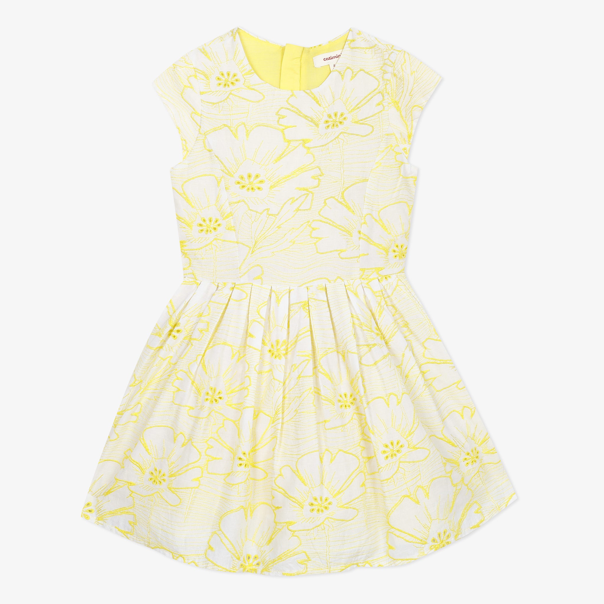 yellow embroidered dress