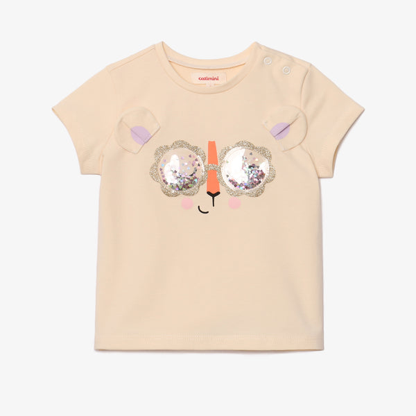 Baby girl light yellow glasses T-shirt