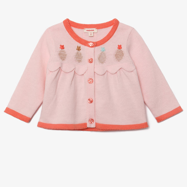 Newborn girl light pink pineapple cardigan