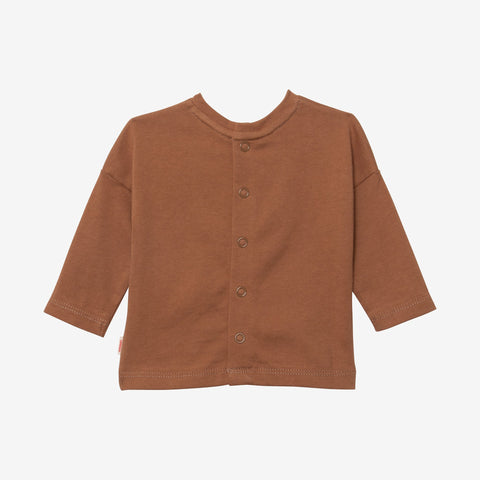 Newborn boy brown long sleeve T-shirt