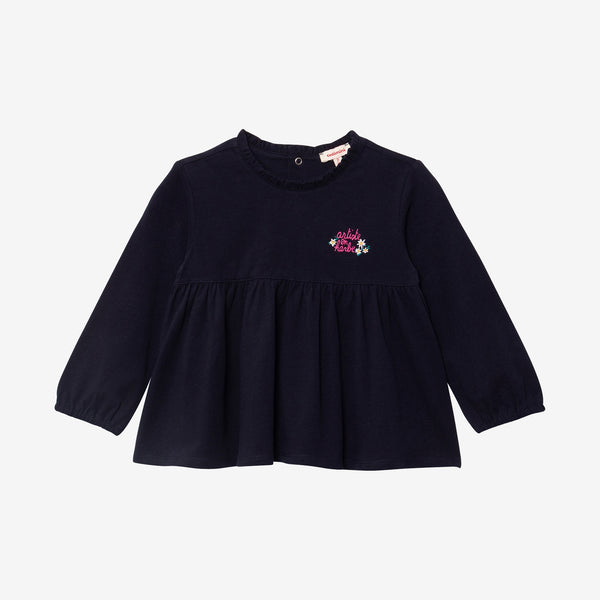 Baby girl navy long sleeve T-shirt