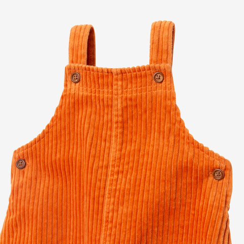 Newborn boy orange corduroy overalls