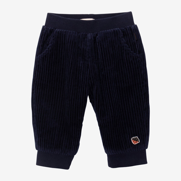 Newborn boy navy corduroy joggers