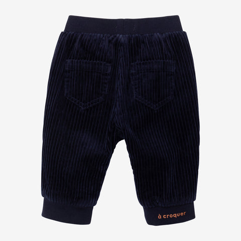 Newborn boy navy corduroy joggers