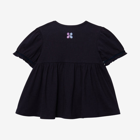 Baby girl's blue puff-sleeve T-shirt