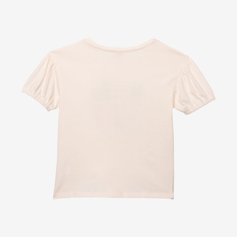 Girls' ecru embroidered T-shirt