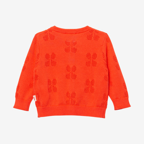 Baby girl's orange openwork cardigan