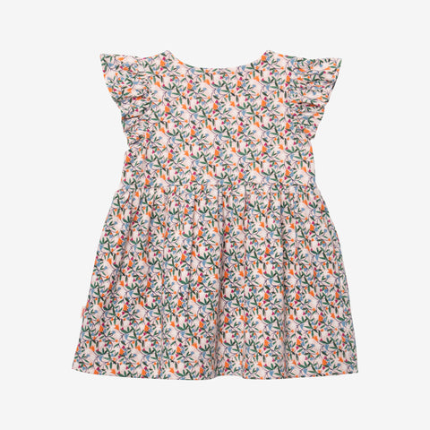 Newborn girls' springtime dress with snap buttons