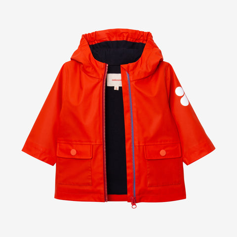 Baby's fiery orange parka