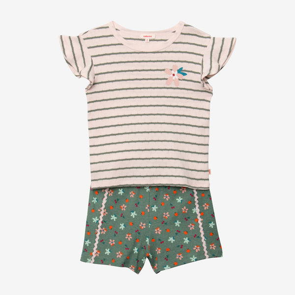 Girl's striped shorty pajama set