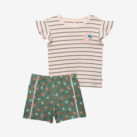 Girl's striped shorty pajama set