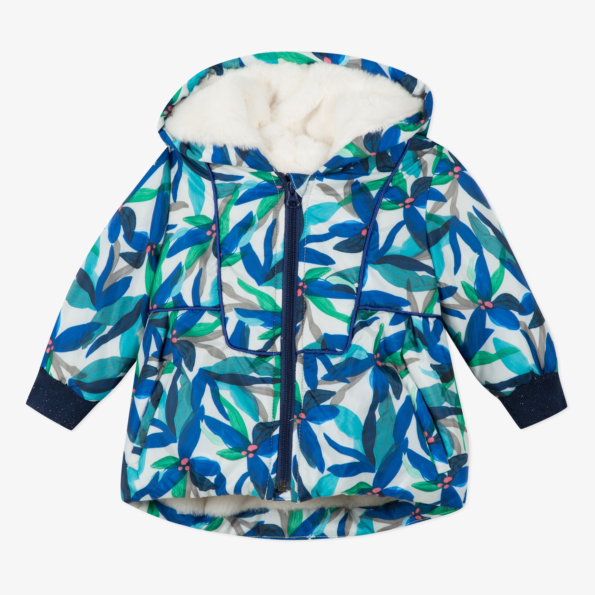 Baby Girl Printed jacket with faux fur lining CR42053-88 | FW20