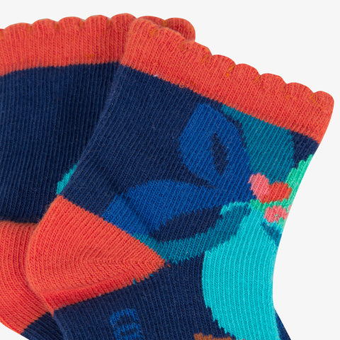Baby girl blue socks with flowers
