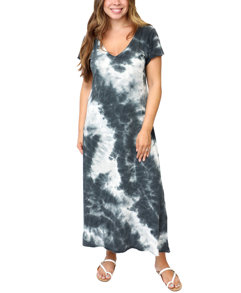 short sleeve tie dye maxi dress