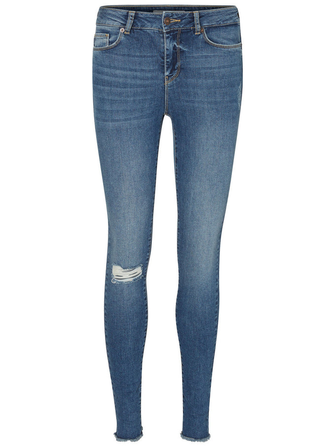 DISTRESSED SLIM FIT ANKLE JEANS | BLUE