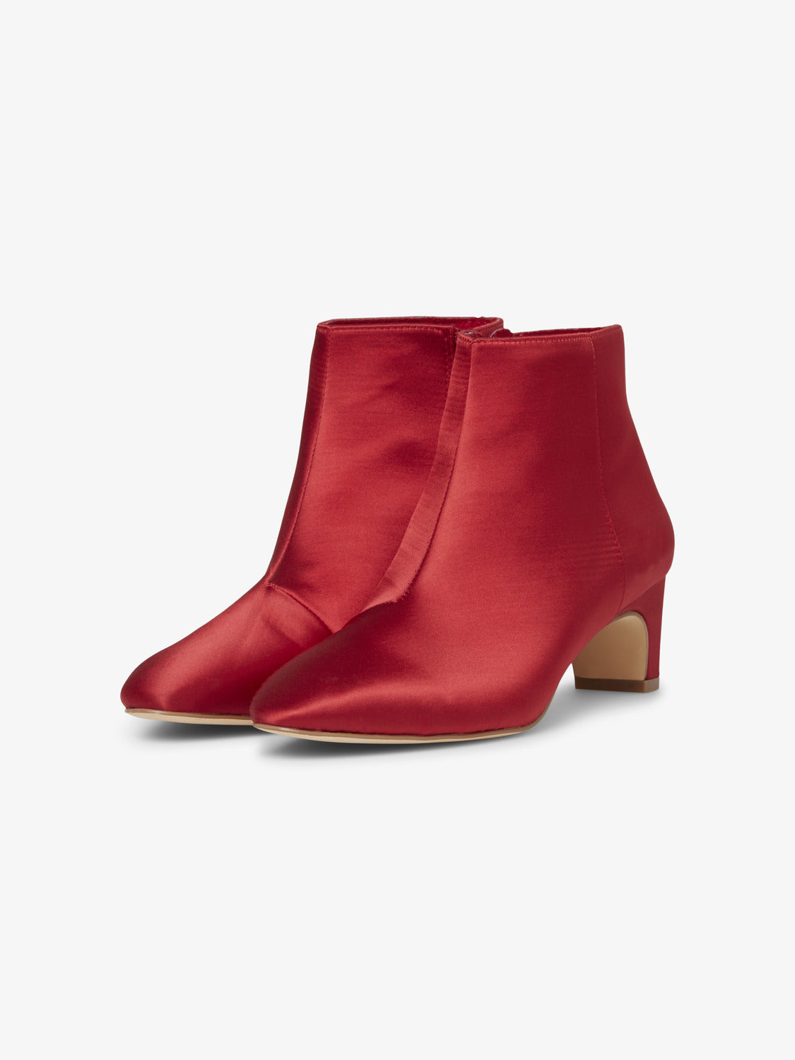 red satin boots