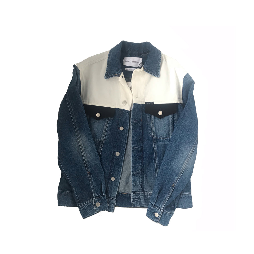 calvin klein colorblock denim jacket