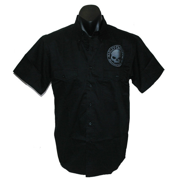 Harley-Davidson® Willie G Flame dress shirt, twin button pockets, short ...