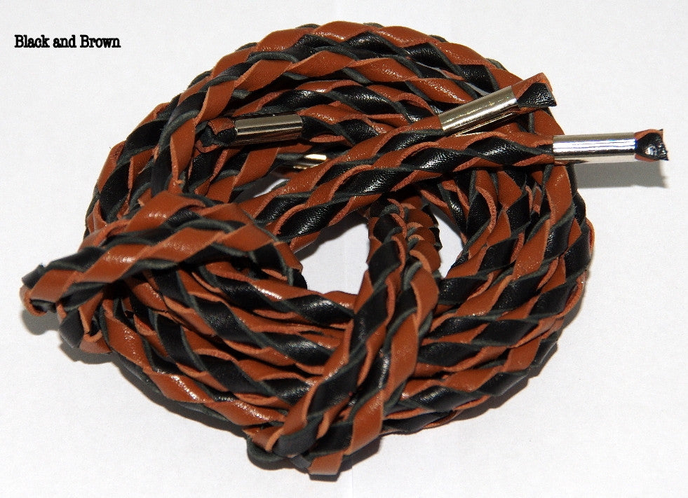 Vest braids, four strand round braid. Two braids in a set. - Gypsy Leather & Suede