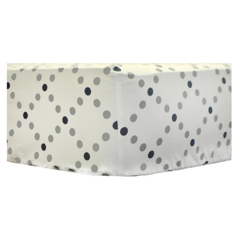 Grey And Navy Polka Dots Crib Sheet Kindersuite