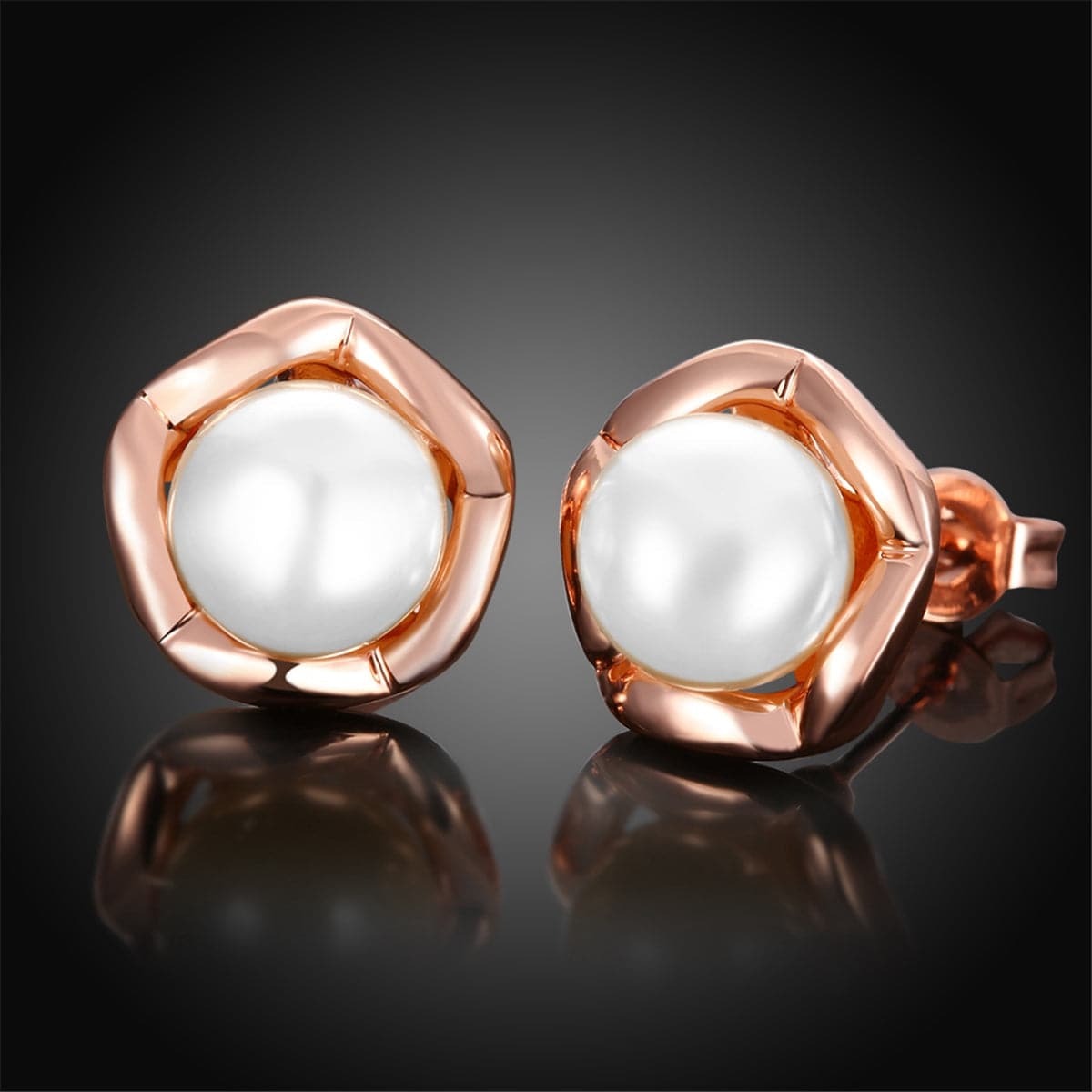Imitation Pearl & 18k Rose Gold-Plated Shell Stud Earrings – ST.REGION