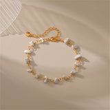 White Turquoise & Goldtone Bracelet