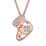 Cubic Zirconia & 18K Rose Gold-Plated Stocking Pendant Necklace