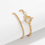 Goldtone Toggle Rope Chain Bracelet Set