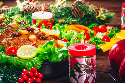Healthy and green foods are served for holiday feasts