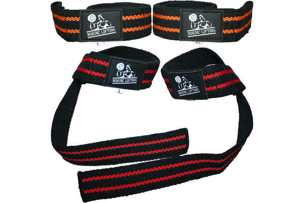 2 Pairs of Red Wrist Wraps WIth A Logo of Nordic Lifting For Powerlifting