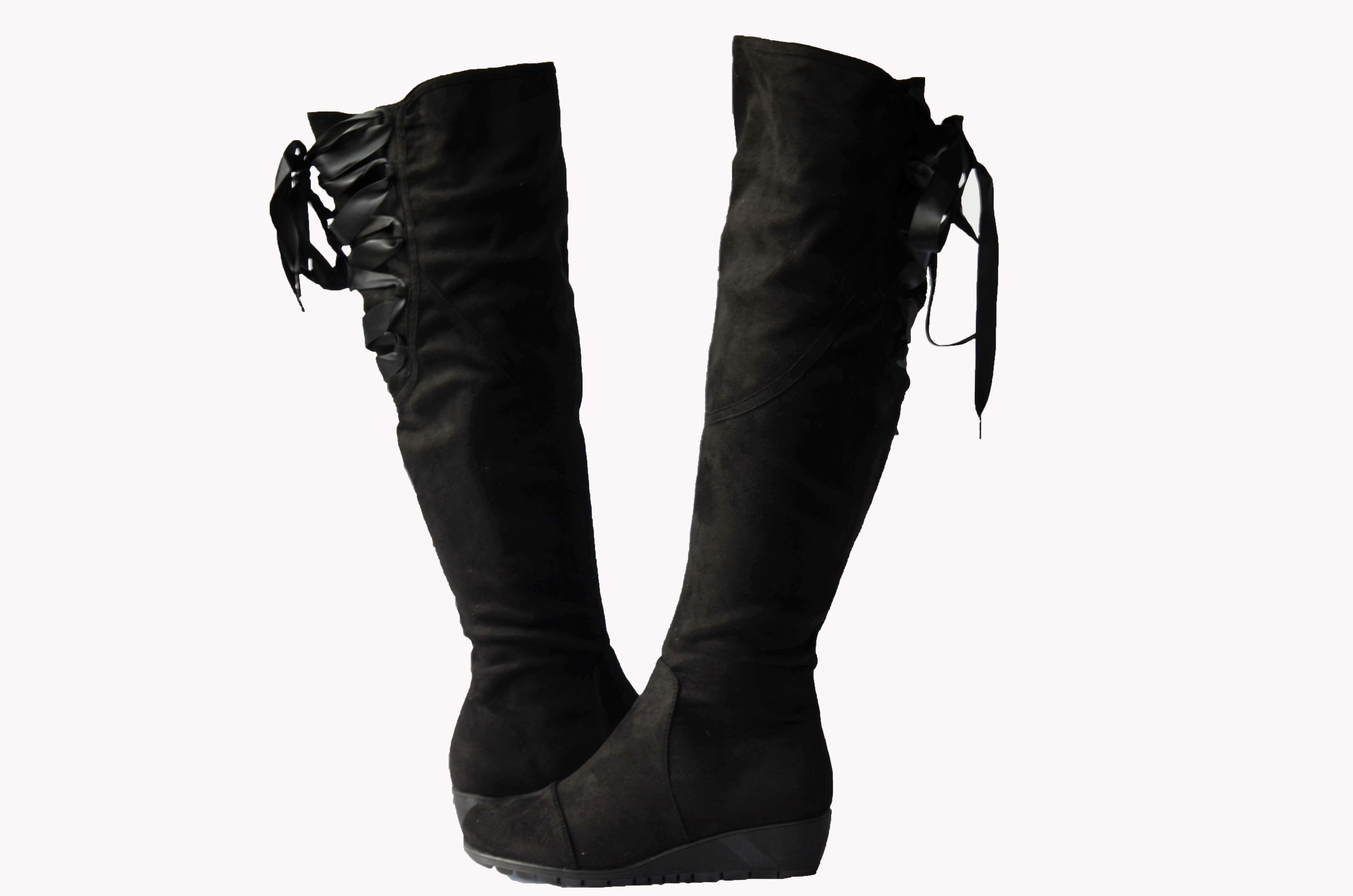 wedge thigh boots