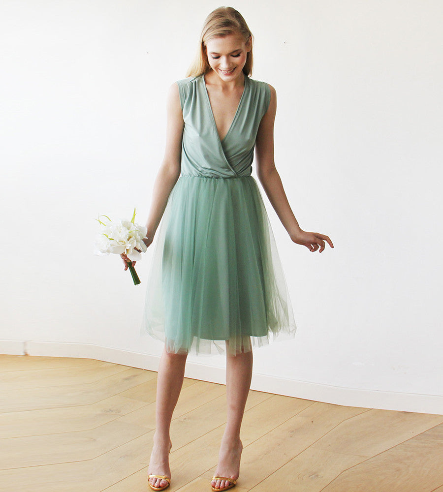 green midi bridesmaid dress
