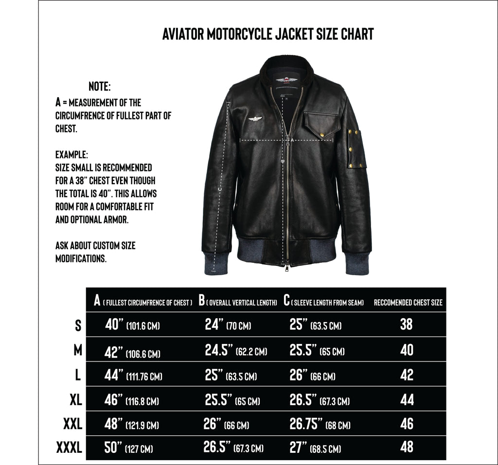 Triumph Leather Jacket Size Chart