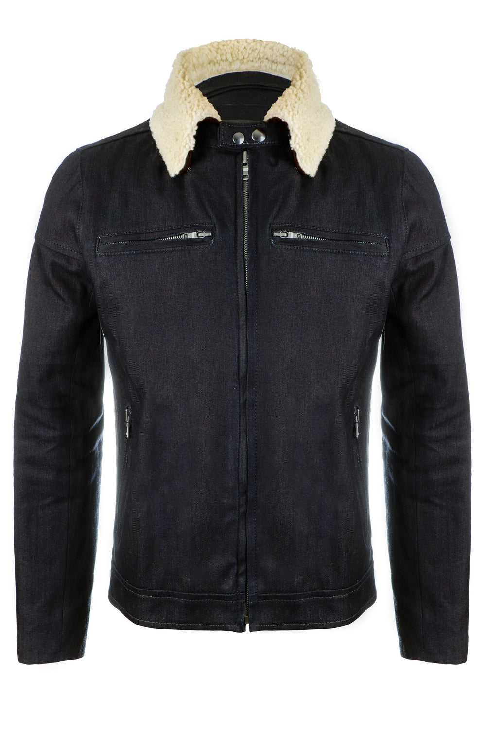 The Pilot Racer Jacket Dyneema Denim with Detachable Shearling Collar ...