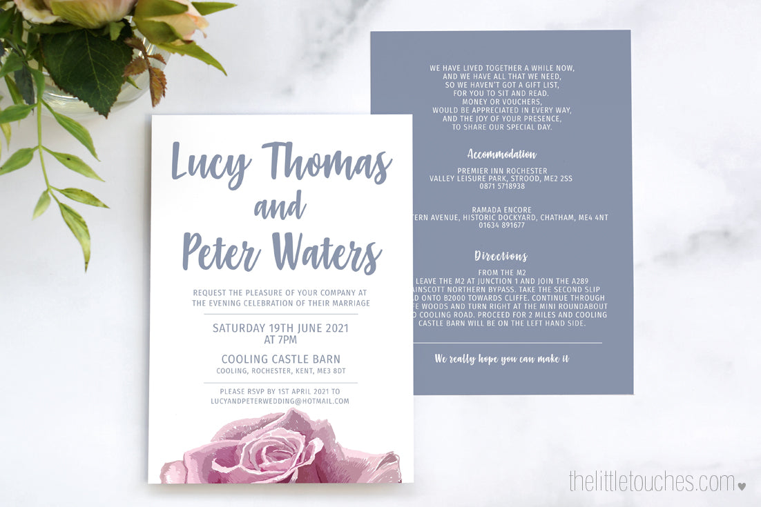 Sketch Rose Wedding Invitation Guest Information