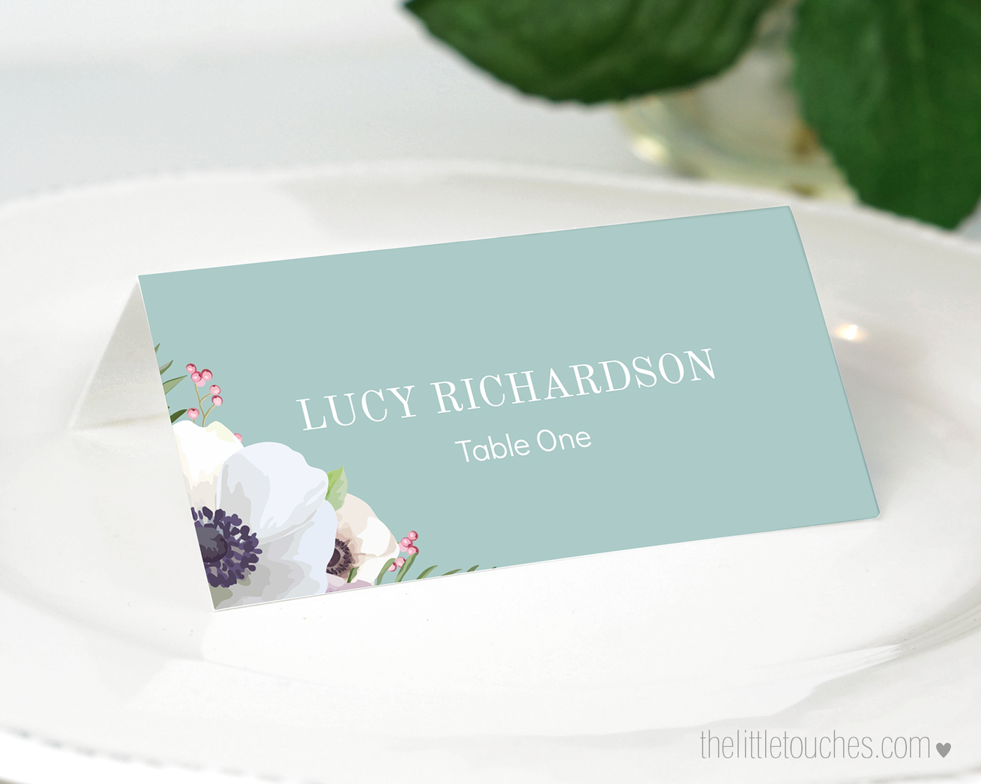 Floral Anemone Printable Wedding Place Settings / Name Card Regarding Place Card Setting Template