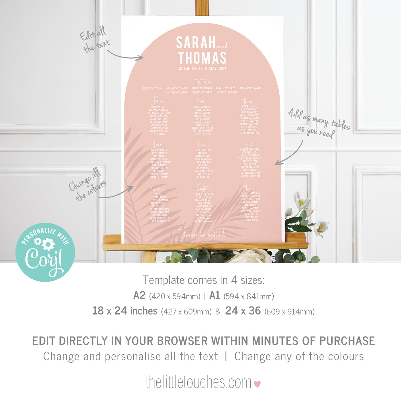 Printable Arch Wedding Table Plan Template The Little Touches