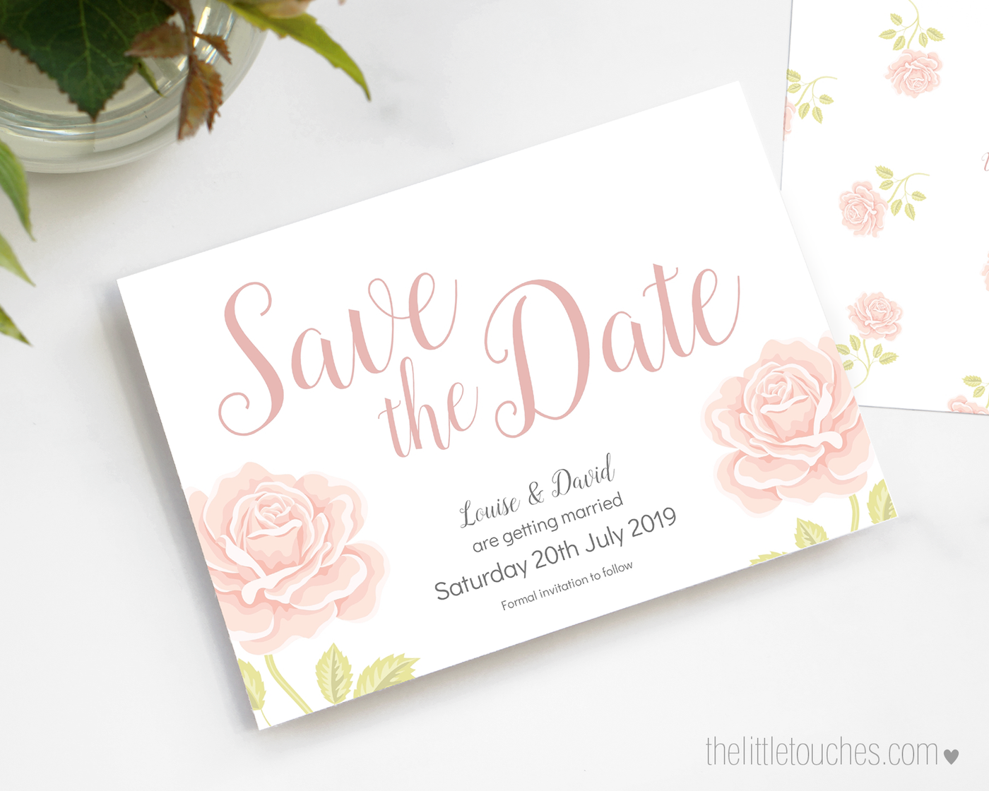 Vintage Rose Design Printable Wedding Save The Date Card Template The Little Touches