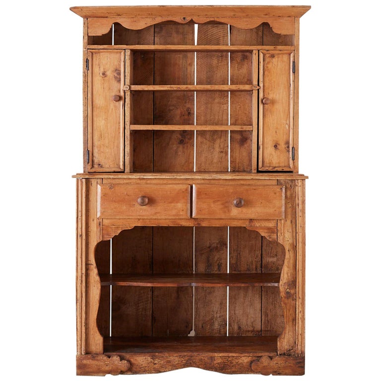 19th Century English Pine Cupboard Dresser With Rack Erin Lane